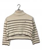 HER LIP TOハーリップトゥ）の古着「Striped Turtleneck Knit Pullover  ストライプタートルネックニットプルオーバー」｜ベージュ