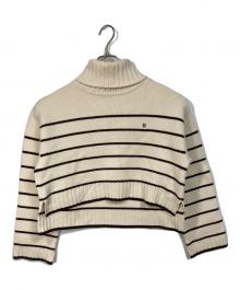 HER LIP TO（ハーリップトゥ）の古着「Striped Turtleneck Knit Pullover  ストライプタートルネックニットプルオーバー」｜ベージュ