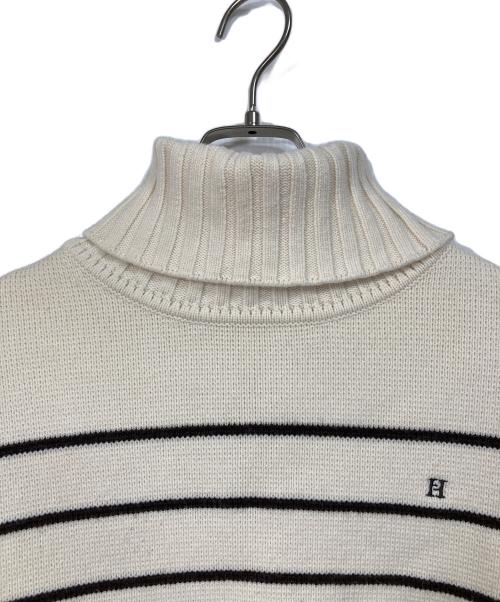 HER LIP TO（ハーリップトゥ）HER LIP TO (ハーリップトゥ) Striped Turtleneck Knit Pullover  ストライプタートルネックニットプルオーバー ベージュ サイズ: FREEの古着・服飾アイテム