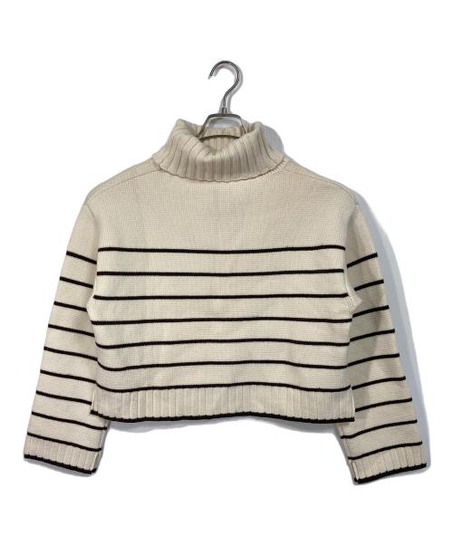 HER LIP TO（ハーリップトゥ）HER LIP TO (ハーリップトゥ) Striped Turtleneck Knit Pullover  ストライプタートルネックニットプルオーバー ベージュ サイズ: FREEの古着・服飾アイテム