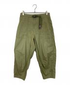 THE NORTHFACE PURPLELABELザ・ノースフェイス パープルレーベル）の古着「Ripstop Wide Cropped Pants リップストップワイドクロップドパンツ  ベイカーパンツ　イージーパンツ　スナップボタン」｜カーキ
