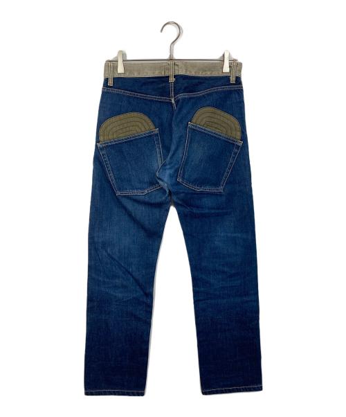 JUNYA WATANABE COMME des GARCONS MAN PINK（ジュンヤワタナベ コムデギャルソンマン ピンク）JUNYA WATANABE COMME des GARCONS MAN PINK (ジュンヤワタナベ コムデギャルソンマン ピンク) バック ポケットデザインダブルニーデニムパンツ インディゴ サイズ:Sの古着・服飾アイテム