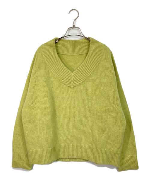 Noble（ノーブル）Noble (ノーブル) YAKワイドVネックニット　25年モデル グリーン サイズ:実寸参照の古着・服飾アイテム