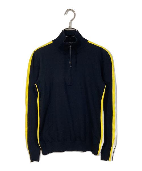 SPORT MAX（スポーツマックス）SPORT MAX (スポーツマックス) ハーフジップラインニット ブラック×イエロー サイズ:Lの古着・服飾アイテム