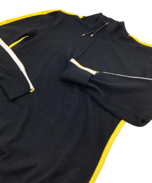SPORT MAX（スポーツマックス）SPORT MAX (スポーツマックス) ハーフジップラインニット ブラック×イエロー サイズ:Lの古着・服飾アイテム