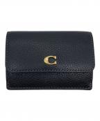 COACHコーチ）の古着「ミニ トライフォールド ウォレット　三つ折り財布　ミニ財布」｜ブラック