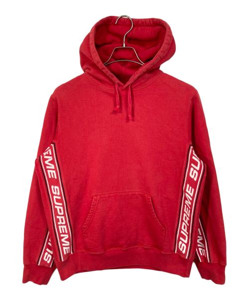 SUPREME（シュプリーム）SUPREME (シュプリーム) Text Rib Hooded Sweatshirt  テキストリブフーデッドスウェットシャツ  パーカー　フーディー レッド サイズ:Sの古着・服飾アイテム