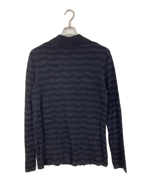 DRIES VAN NOTEN（ドリスヴァンノッテン）DRIES VAN NOTEN (ドリスヴァンノッテン) 深ネック ボーダーニットカーディガン　アウター　ライトアウター ネイビー サイズ:Mの古着・服飾アイテム