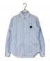 PLAY COMME des GARCONS（プレイコムデギャルソン）の古着「ハートロゴストライプシャツ　日本製　PLAY 南青山」｜スカイブルー