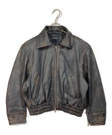 MAISON SPECIAL（メゾンスペシャル）の古着「Real Leather Zip Blouson　リアルレザージップブルゾン　レザージャケット　アウター　ライトアウター」｜ブラック