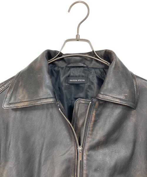 MAISON SPECIAL（メゾンスペシャル）MAISON SPECIAL (メゾンスペシャル) Real Leather Zip Blouson　リアルレザージップブルゾン　レザージャケット　アウター　ライトアウター ブラック サイズ:FREEの古着・服飾アイテム