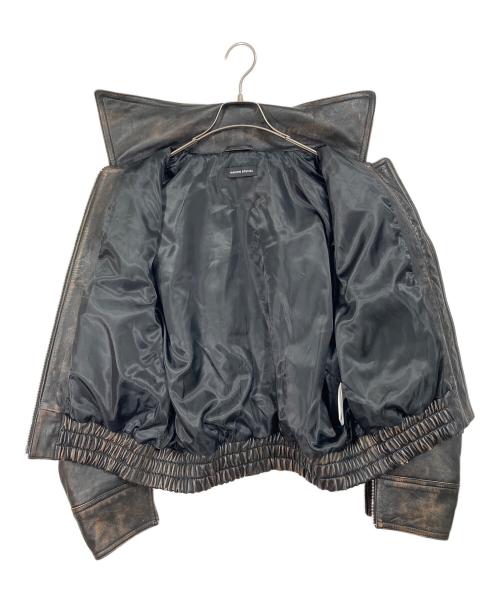 MAISON SPECIAL（メゾンスペシャル）MAISON SPECIAL (メゾンスペシャル) Real Leather Zip Blouson　リアルレザージップブルゾン　レザージャケット　アウター　ライトアウター ブラック サイズ:FREEの古着・服飾アイテム