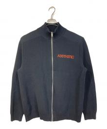 DIESEL（ディーゼル）の古着「A3STH3TIC ドライバーズニット　ジップニット　コットンニット」｜ブラック