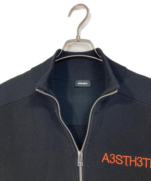 DIESEL（ディーゼル）DIESEL (ディーゼル) A3STH3TIC ドライバーズニット　ジップニット　コットンニット ブラック サイズ:XLの古着・服飾アイテム