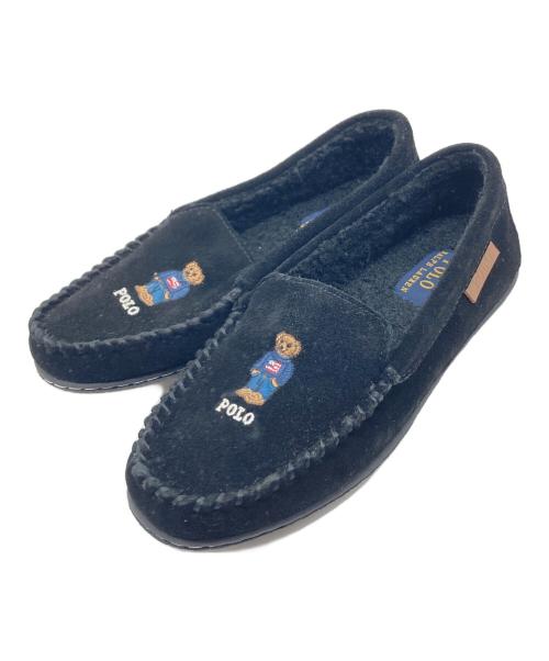 POLO RALPH LAUREN（ポロ・ラルフローレン）POLO RALPH LAUREN (ポロ・ラルフローレン) ポロベアモカシンシューズ ブラック サイズ:US6 23cmの古着・服飾アイテム