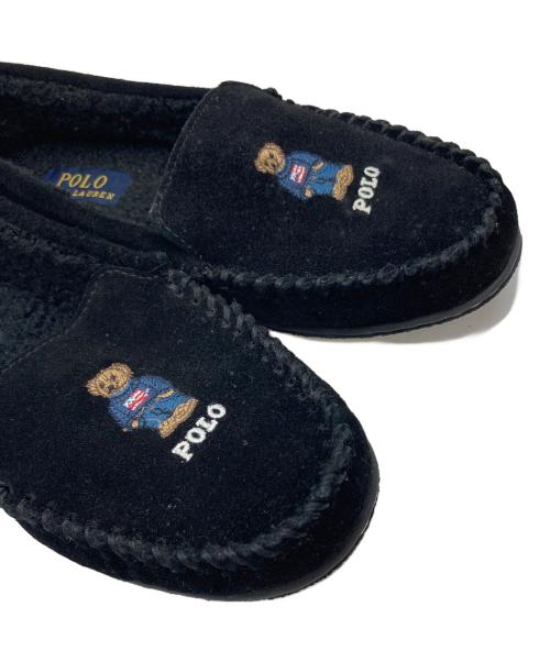 POLO RALPH LAUREN（ポロ・ラルフローレン）POLO RALPH LAUREN (ポロ・ラルフローレン) ポロベアモカシンシューズ ブラック サイズ:US6 23cmの古着・服飾アイテム