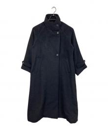 ROSSO（ロッソ）の古着「アルパカ混シャギースタンドコート　ロングコート　アウター」｜ブラック
