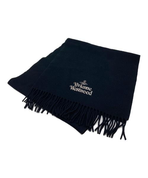 Vivienne Westwood（ヴィヴィアンウエストウッド）Vivienne Westwood (ヴィヴィアンウエストウッド) オーブロゴマフラー　イタリア製 ブラック サイズ:実寸参照の古着・服飾アイテム