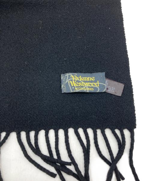 Vivienne Westwood（ヴィヴィアンウエストウッド）Vivienne Westwood (ヴィヴィアンウエストウッド) オーブロゴマフラー　イタリア製 ブラック サイズ:実寸参照の古着・服飾アイテム