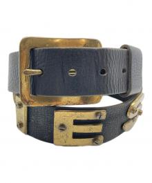 DIESEL（ディーゼル）の古着「ロゴベルト　レザーベルト　カウレザー　イタリア製」｜ブラック