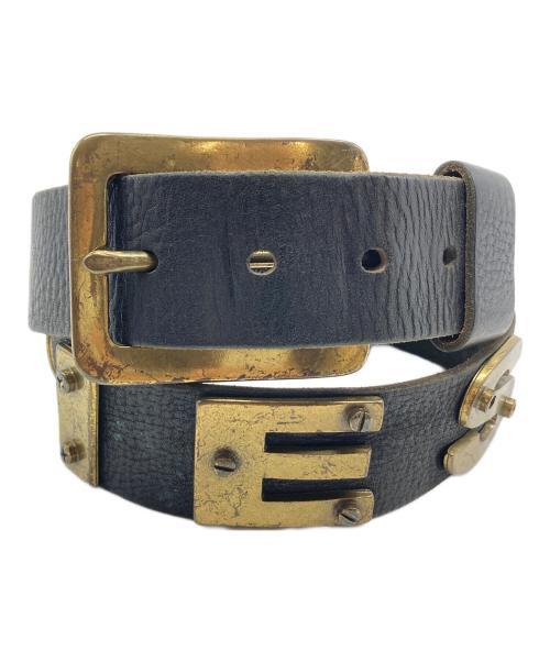 DIESEL（ディーゼル）DIESEL (ディーゼル) ロゴベルト　レザーベルト　カウレザー　イタリア製 ブラック サイズ:85cmの古着・服飾アイテム