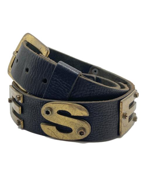 DIESEL（ディーゼル）DIESEL (ディーゼル) ロゴベルト　レザーベルト　カウレザー　イタリア製 ブラック サイズ:85cmの古着・服飾アイテム