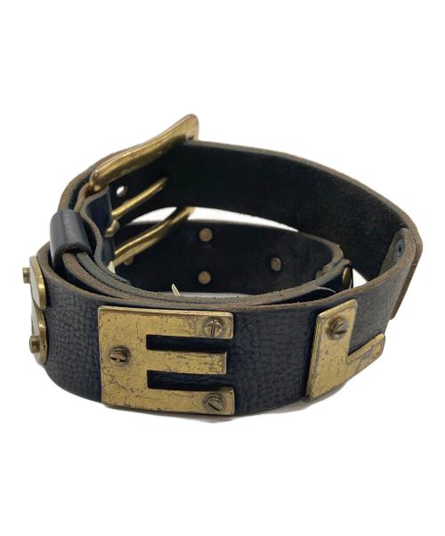 DIESEL（ディーゼル）DIESEL (ディーゼル) ロゴベルト　レザーベルト　カウレザー　イタリア製 ブラック サイズ:85cmの古着・服飾アイテム