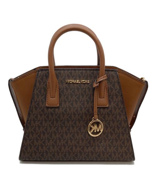 MICHAEL KORS（マイケルコース）MICHAEL KORS (マイケルコース) AVRIL SM TZ SATCHEL ハンドバッグ ブラウン サイズ:実寸参照の古着・服飾アイテム