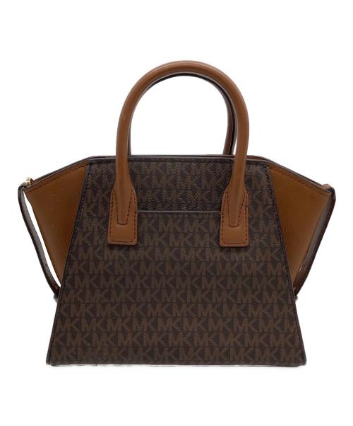 MICHAEL KORS（マイケルコース）MICHAEL KORS (マイケルコース) AVRIL SM TZ SATCHEL ハンドバッグ ブラウン サイズ:実寸参照の古着・服飾アイテム
