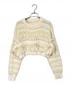 Ameriアメリ）の古着「RIBBON TAPE SHORT KNIT TOP」｜ベージュ
