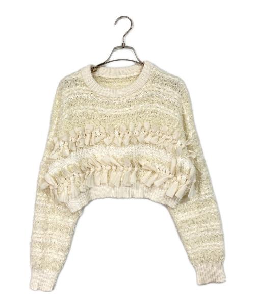 Ameri（アメリ）Ameri (アメリ) RIBBON TAPE SHORT KNIT TOP ベージュ サイズ:FREEの古着・服飾アイテム