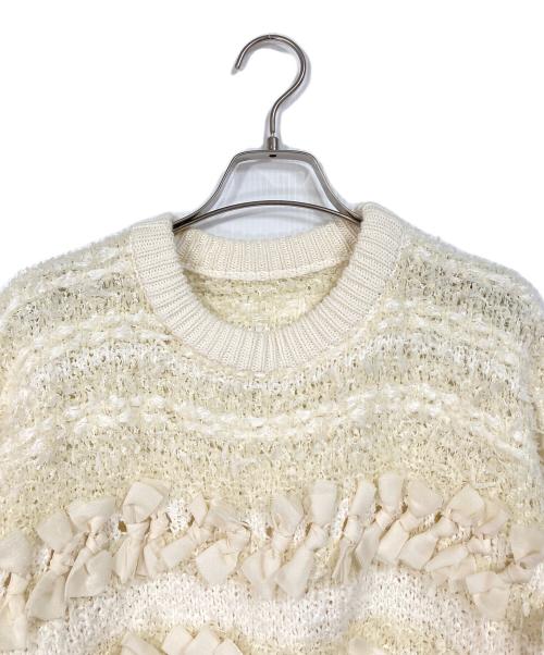 Ameri（アメリ）Ameri (アメリ) RIBBON TAPE SHORT KNIT TOP ベージュ サイズ:FREEの古着・服飾アイテム