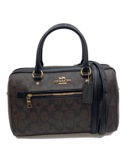 COACH（コーチ）COACH (コーチ) ローワン サッチェル シグネチャー2WAYバッグ ブラウン サイズ:実寸参照の古着・服飾アイテム