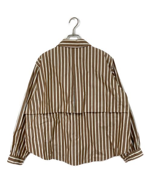 HERENCIA（ヘレンチア）HERENCIA (ヘレンチア) Layered Stripe Shirt Blouson　ストライプ　コットンシャツ ブラウン サイズ:FREEの古着・服飾アイテム
