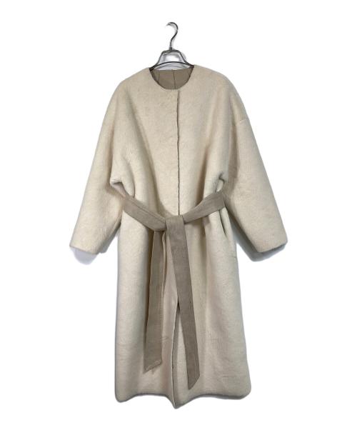 HER LIP TO（ハーリップトゥ）HER LIP TO (ハーリップトゥ) Faux Fur Reversible Coat  フェイクファー リバーシブル コート  ロングコート　アウター ホワイト サイズ:Mの古着・服飾アイテム