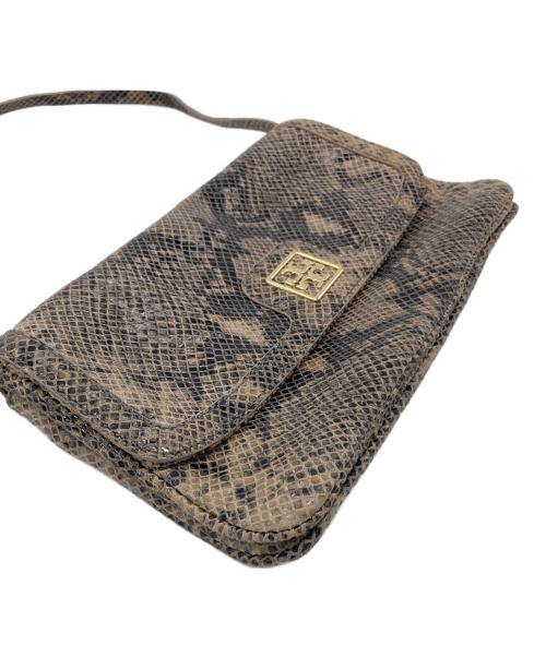 TORY BURCH（トリーバーチ）TORY BURCH (トリーバーチ) パイソンショルダーバッグ　ヘビ柄 ベージュ サイズ:実寸参照の古着・服飾アイテム
