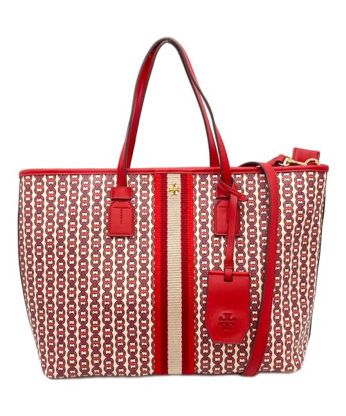 TORY BURCH（トリーバーチ）TORY BURCH (トリーバーチ) ジオロゴ PVC 2WAY トートバッグ　トリバーチ レッド サイズ:実寸参照の古着・服飾アイテム