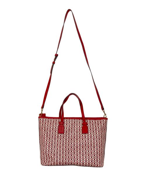 TORY BURCH（トリーバーチ）TORY BURCH (トリーバーチ) ジオロゴ PVC 2WAY トートバッグ　トリバーチ レッド サイズ:実寸参照の古着・服飾アイテム