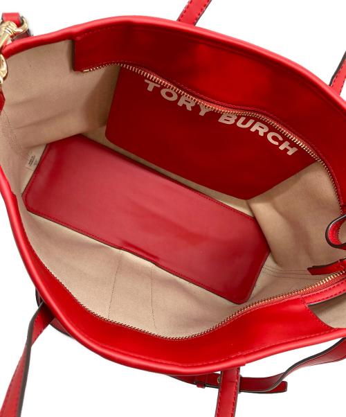 TORY BURCH（トリーバーチ）TORY BURCH (トリーバーチ) ジオロゴ PVC 2WAY トートバッグ　トリバーチ レッド サイズ:実寸参照の古着・服飾アイテム