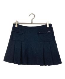 BURBERRY BLUE LABEL（バーバリー ブルー レーベル）の古着「ホース刺繍ミニスカート　ウールプリーツスカート」｜ブラック
