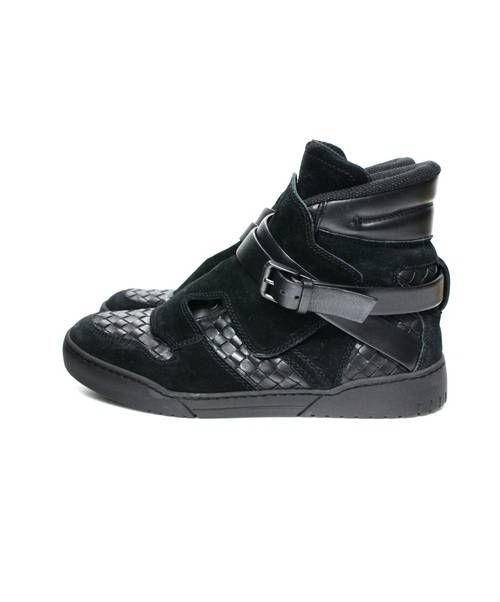 BOTTEGA VENETA（ボッテガベネタ）BOTTEGA VENETA (ボッテガベネタ) ハイカットレザースニーカー ブラック サイズ:41の古着・服飾アイテム