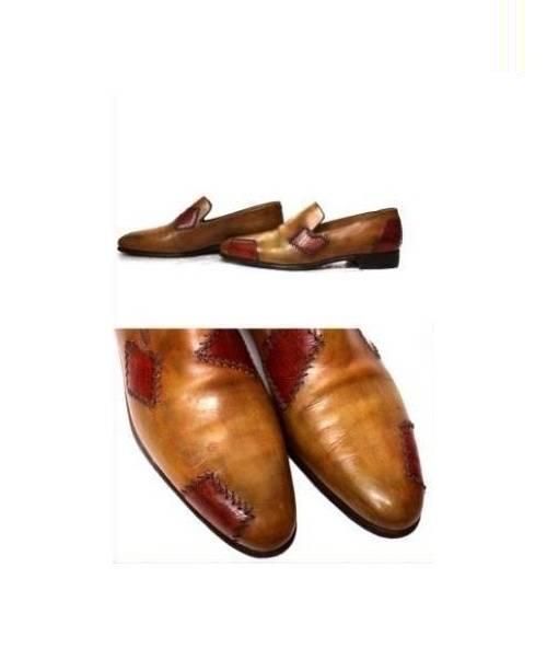 Berluti（ベルルッティ）Berluti (ベルルッティ) リペアデザインレザースリッポン ブラウン サイズ:8 1/2 B1036の古着・服飾アイテム