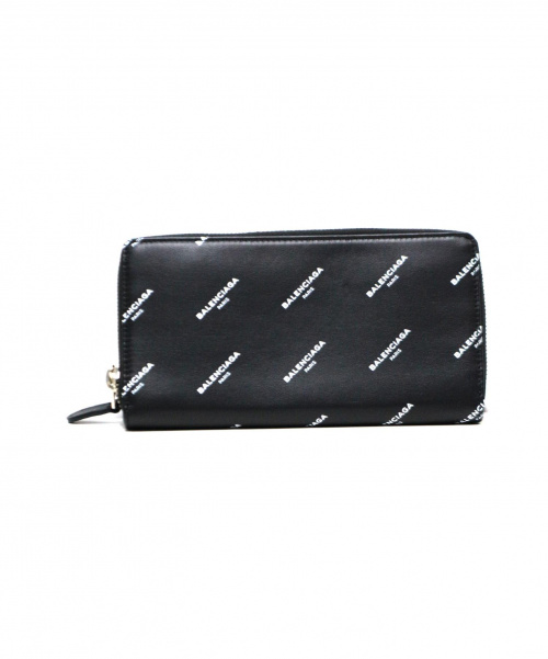 BALENCIAGA（バレンシアガ）BALENCIAGA (バレンシアガ) 総柄ロゴ長財布 ブラック サイズ:下記参照 443655・1060の古着・服飾アイテム