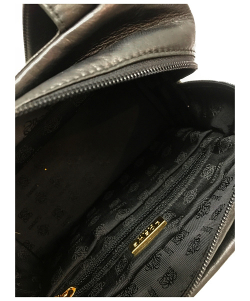 LOEWE（ロエベ）LOEWE (ロエベ) ナッパレザーミニ ハンドバッグ ブラック アナグラムの古着・服飾アイテム