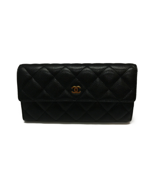 CHANEL（シャネル）CHANEL (シャネル) キャビアスキンマトラッセウォレット ブラック A50096 17187515の古着・服飾アイテム