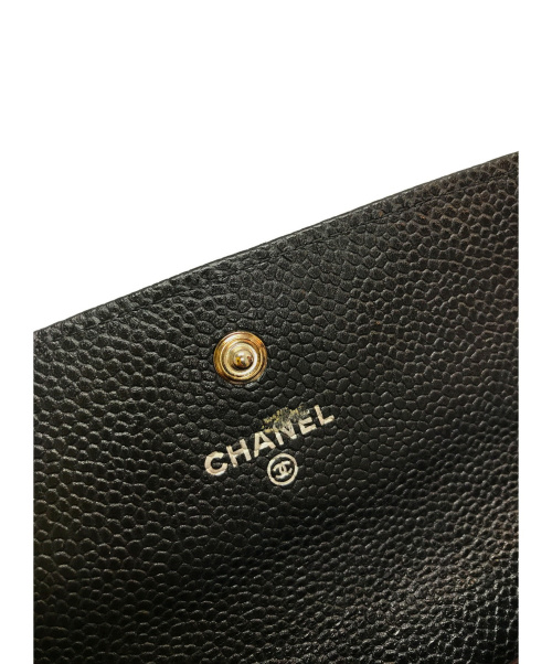 CHANEL（シャネル）CHANEL (シャネル) キャビアスキンマトラッセウォレット ブラック A50096 17187515の古着・服飾アイテム