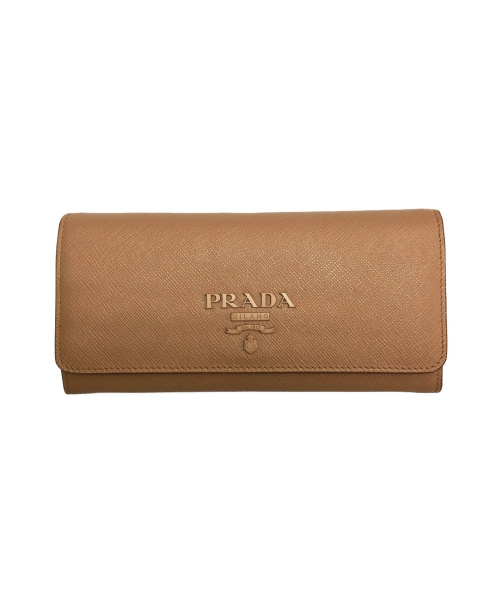 PRADA（プラダ）PRADA (プラダ) サフィアーノエンボスロゴロングウォレット ベージュ サイズ:下記参照 SAFFIANO SHINE 1MH132の古着・服飾アイテム