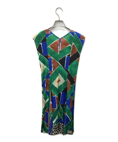 PLEATS PLEASE（プリーツプリーズ）PLEATS PLEASE (プリーツプリーズ) 水彩プリントノースリーブワンピース マルチカラー サイズ:34の古着・服飾アイテム