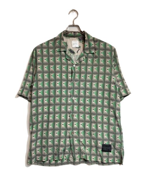 PAUL SMITH（ポールスミス）PAUL SMITH (ポールスミス) ジオメトリック柄オープンカラーシャツ グリーン サイズ:Lの古着・服飾アイテム