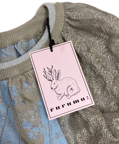 rurumu:（ルルムウ）rurumu: (ルルムウ) 総柄半袖ニットワンピース グレー サイズ:FREEの古着・服飾アイテム